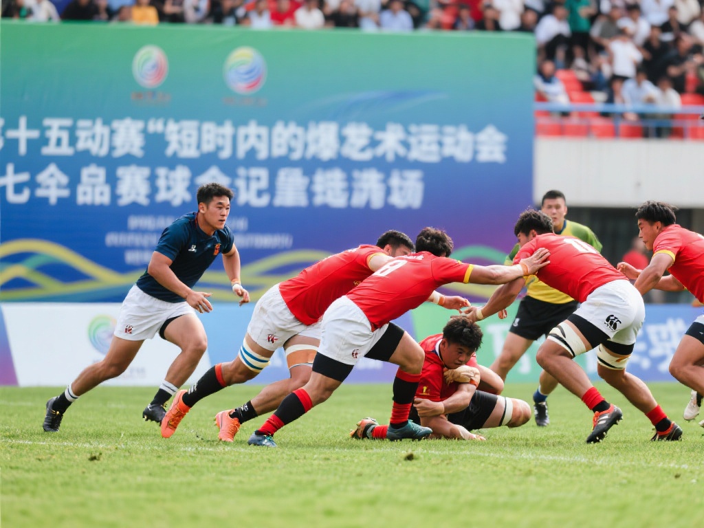 陕西全运会七人制橄榄球资格赛首站激战开启 七人制橄榄球因其节奏明快、对抗激烈,被誉